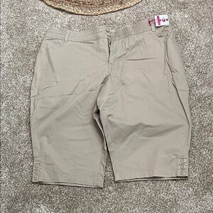 Lane Bryant Beige Flat Front Shorts